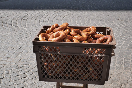 Turkish Bagel Simit selling in a van