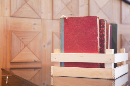 Reading nook with a wooden bookshelf and books