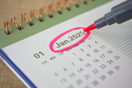 The January 2025 Calendar Aids in Planning and Organization to Manage Your Time Effectivelyの写真素材