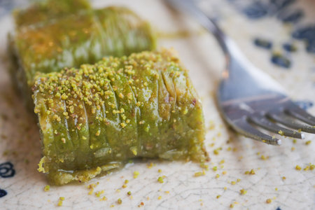 top view of Extra Pistachio Sarma Baklava ,の写真素材