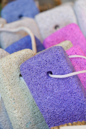 Explore our vibrant and colorful collection of exfoliating bath sponges for ultimate relaxationの写真素材