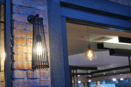 A Stylish and Modern Exterior Wall Light Fixture Designed Specifically for Contemporary Architectureの写真素材
