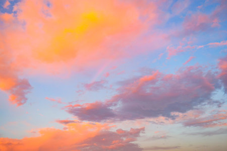 burning sky at sunset. Red sky abstract background.の写真素材