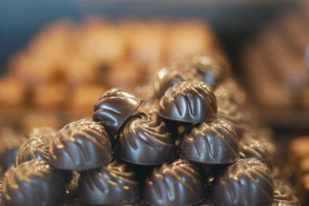 Indulgent and utterly Decadent Chocolate Treats are Masterfully Arranged in an Elegant Pyramid Shapeの写真素材