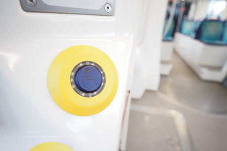 Push To Open Disabled Button In a Metro Train .の写真素材