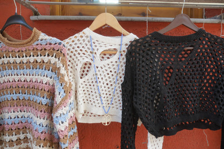 Discover Trendy Knit Sweaters on Display Featuring Fashionable and Stylish Cropped Designs