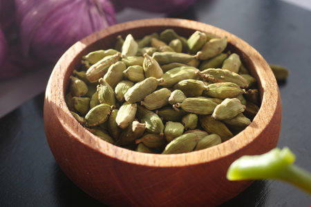 close up of Cardamom in a bowlの写真素材