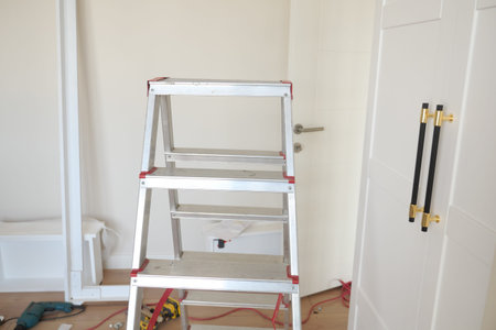 The Complete Home Renovation Process Happening with Ladder and Tools in a Room Setting