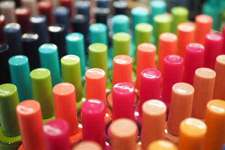nail polish collection display at shop shelf ,