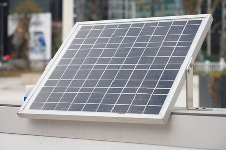 A solar panel installation in an urban setting, blending innovation and sustainability