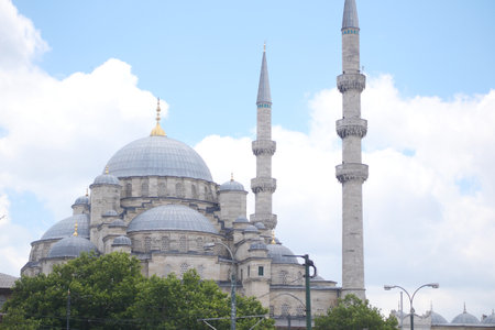 Enjoy a Stunning View of Historic Mosque Domes and Majestic Minarets Against the Sky in istanbulの写真素材