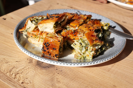 Traditional Turkish Cuisine Pastries borek on a plateの写真素材