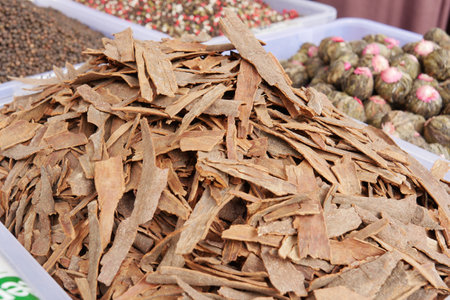 Natural Herbal Ingredients Showcase Featured at the Local Marketの写真素材