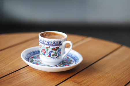 a cup of turkish coffee on tableの写真素材