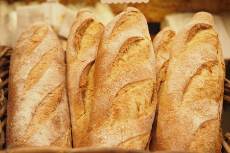 fresh baked breads at Farmers Market shelves in istanbul .の写真素材