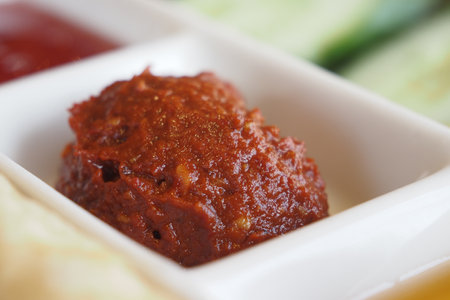 A Flavorful Dish Featuring Spicy Red Chili Paste Perfect for Any Mealの写真素材