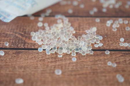 Packet With Silica Gel on table ,の写真素材