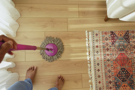 Using a Mop to Clean and Maintain Beautiful Hardwood Floors Effectivelyの写真素材