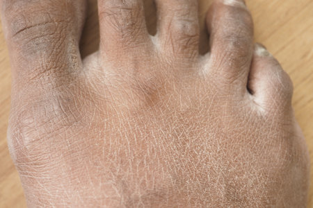 Closeup view of dry human skin .の写真素材