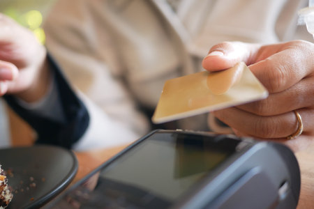 Payment terminal charging from a card, contactless payment.の写真素材