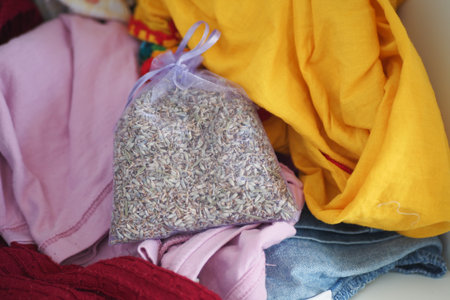 Using a Lavender Sachet in a Clothing Drawer is an excellent way to ensure Freshnessの写真素材