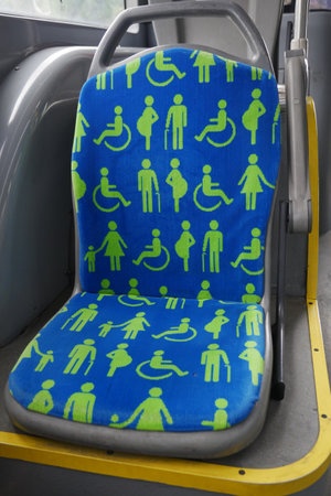 disable priority sit in a public bus ,の写真素材