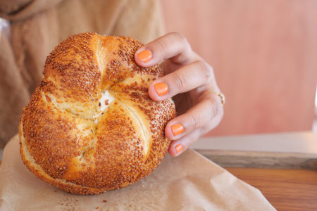 A Freshly Baked Bagelの写真素材