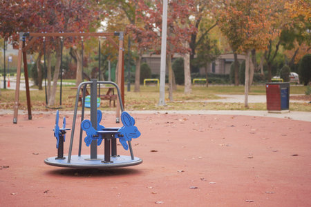 Variety of Equipment Available in Park Setting for Everyoneの写真素材