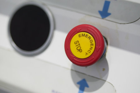 Emergency Stop Button located on the Machine Control Panel for safetyの写真素材