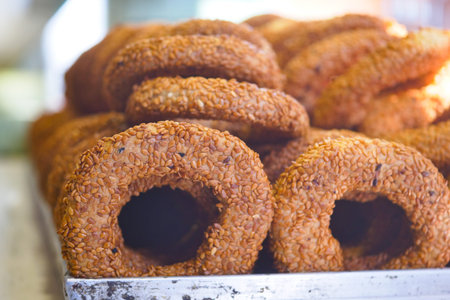 Turkish Bagel Simit on table