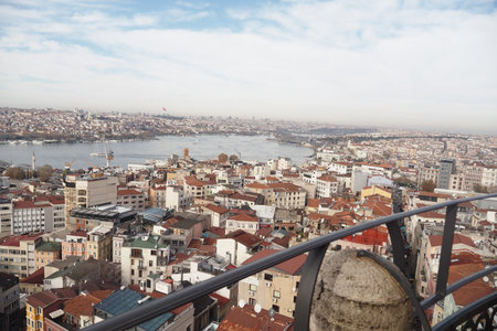 Istanbul skyline view showcasing Golden Horn and urban landscapeの写真素材