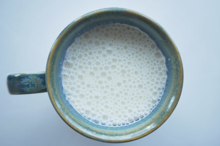 banana milk shake in a glassの写真素材