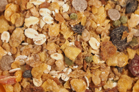 Colorful mix of granola and cereals in a bowlの写真素材