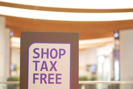 Enjoy tax-free shopping in vibrant retail spaceの写真素材