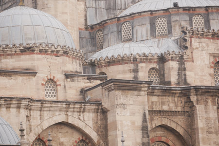 Architectural details of an Ottoman mosque in an ancient cityの写真素材
