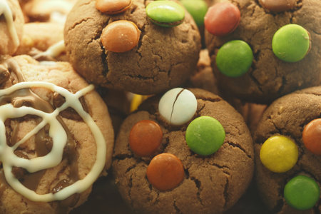 Deliciously decorated cookies in vibrant colors and texturesの写真素材
