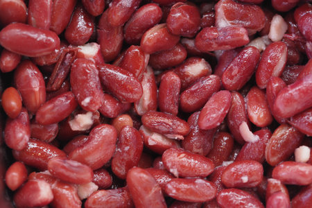 Red kidney beans in a close-up display of texture and color