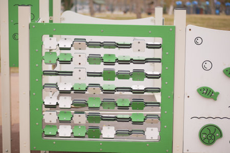 Interactive Green and White Playground Puzzle Panel for Childrenの写真素材