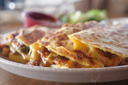 Turkish Gozleme with Spinach and Feta Stuffed Flatbreadの写真素材