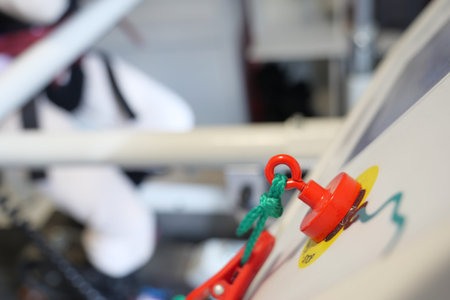 Safety latch in use on gym equipment during workout session