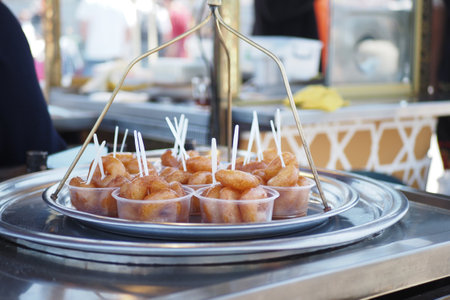 turkish donuts Lokma selling on streetの写真素材