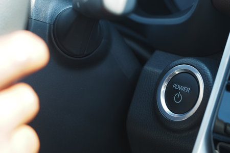 Smart key ignition system in a modern vehicleの写真素材