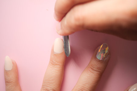 Nail care process with focus on manicure techniqueの写真素材