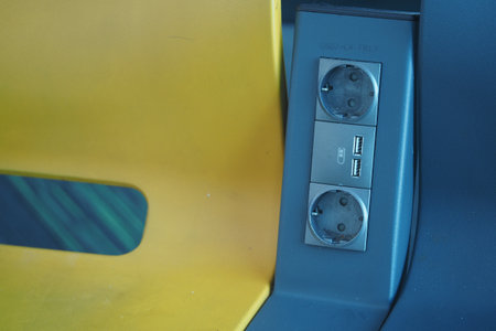 Power outlets and USB ports on modern furnitureの写真素材