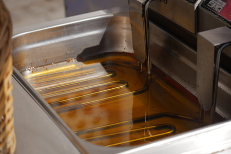 Cooking oil in a fryer at a street food stall