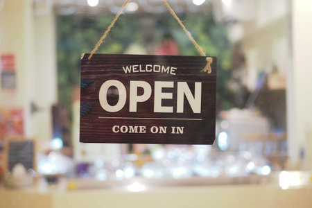 Welcome sign indicating business is open for customers