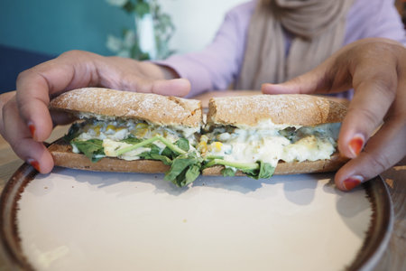 Delicious sandwich filled with fresh ingredientsの写真素材