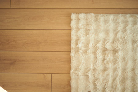 Soft texture on wooden floor enhances modern interior designの写真素材