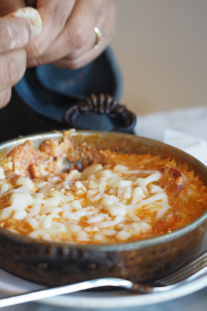 turkish menemen served on a tableの写真素材