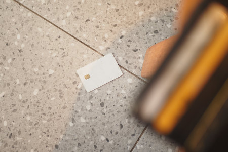 credit Card drops on floor, lost card conceptの写真素材
